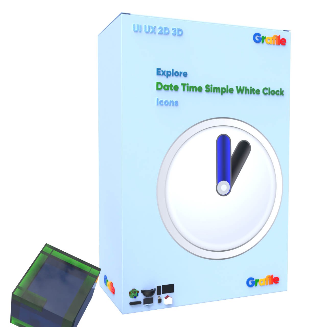 Grafile Explore Date Time Simple White Clock Icons